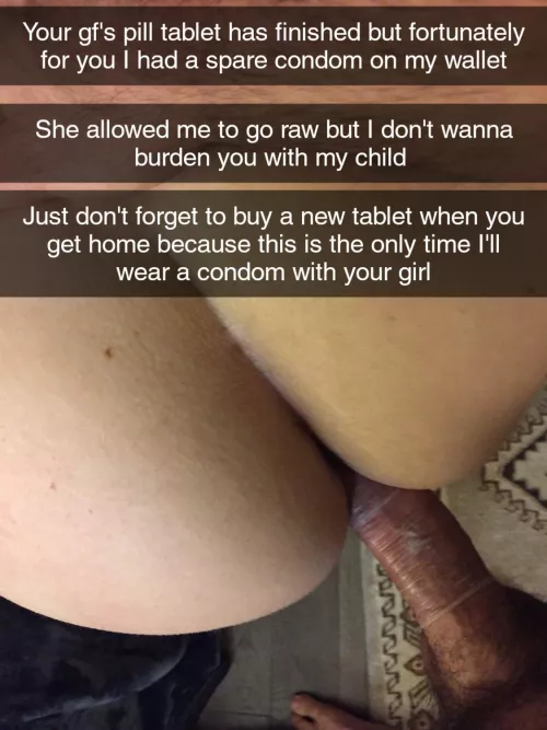 This is the only condom he has so you better get home before they fuck again by Captiondude1996