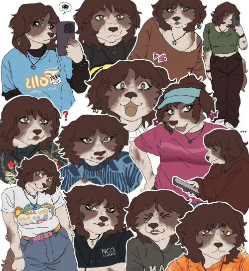 WIP of my fursona (as different pics of me) by Downtown-Glass1617