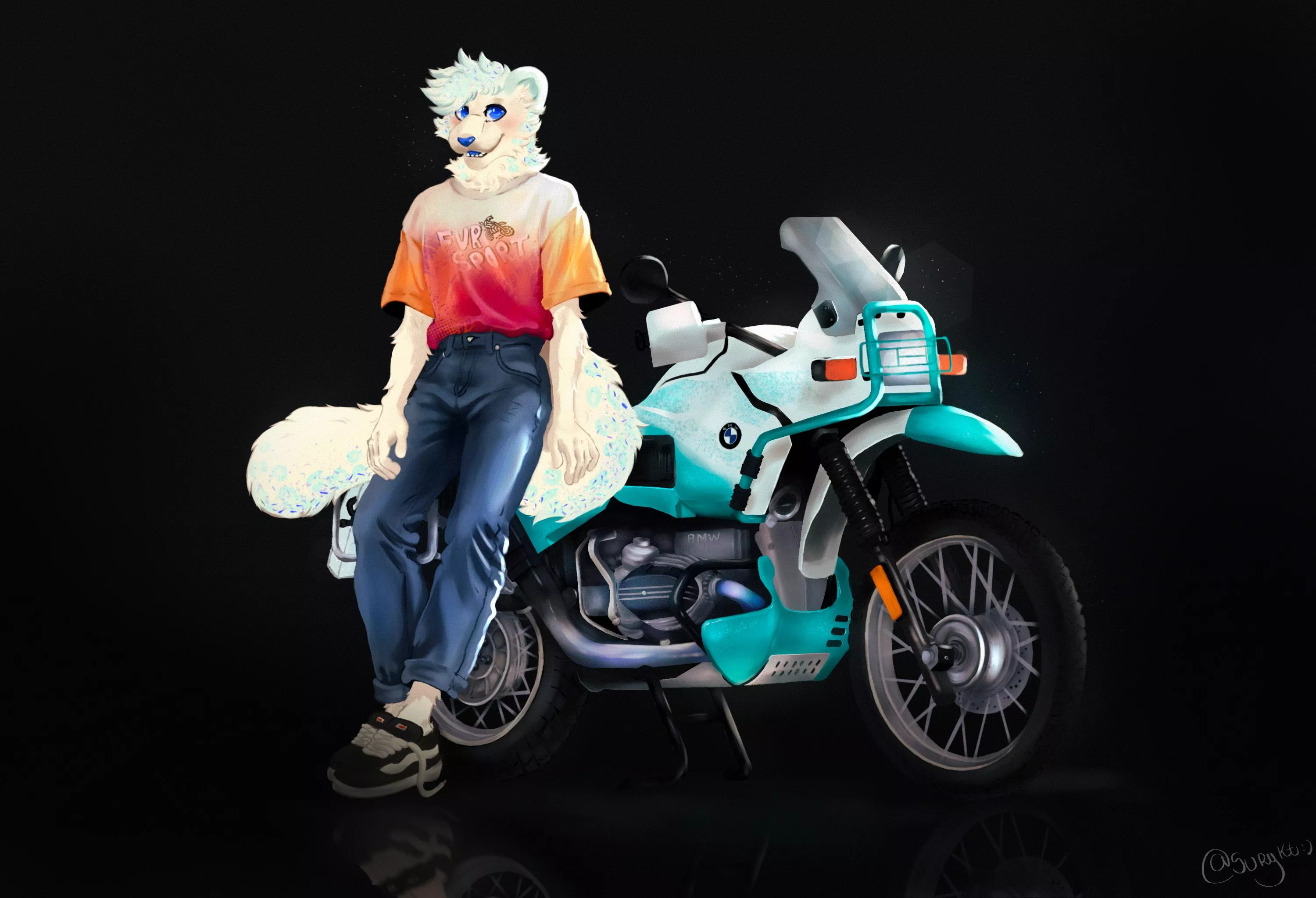 Does your fursona have a favorite vehicle? and you? 🏍 (art by me) commission for discord customer posted by surykt
