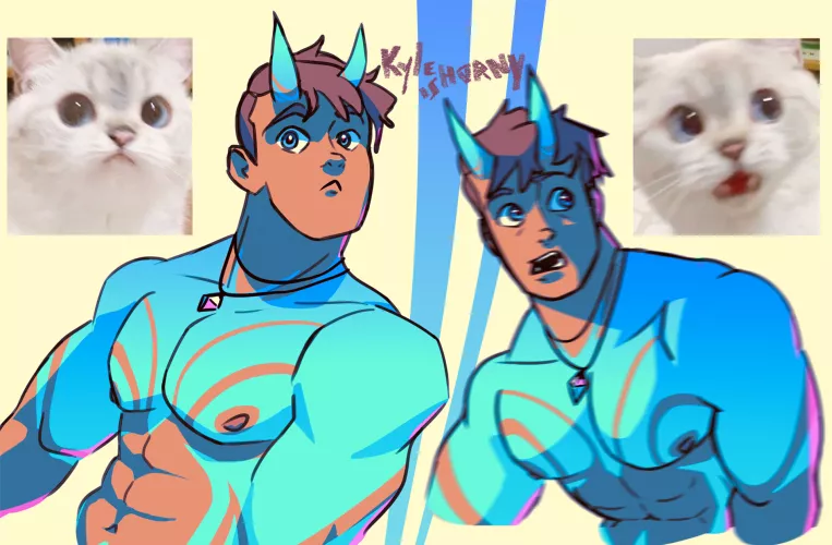 doing expression practice using cat memes as reference, Kyle [OC] by me/kyleishorny by kyle_is_horny
