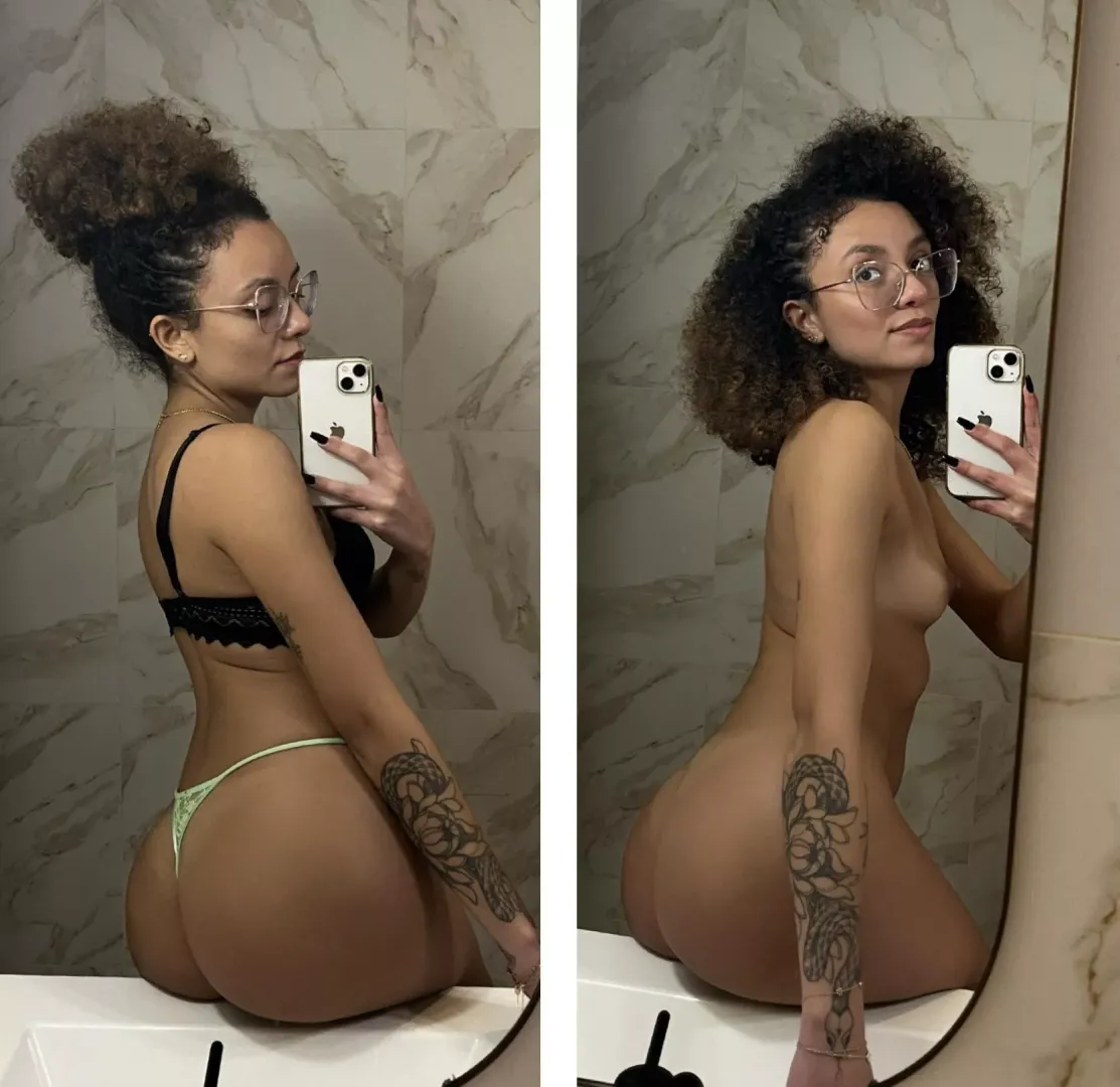 Hair tied up and in underwear, natural hair whithout underwear? by Goldencurls3