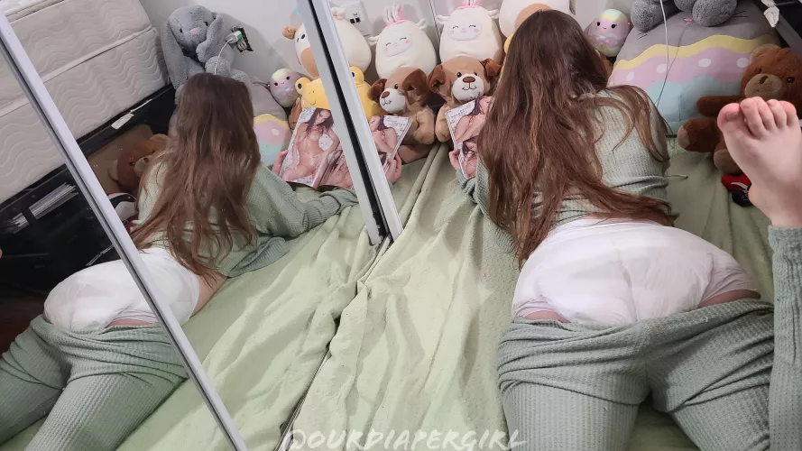 Diaper girl caught looking at porn by Ourdiapergirl