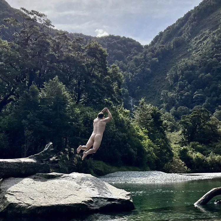 Taking a plunge in the wild posted by Twopupsnz