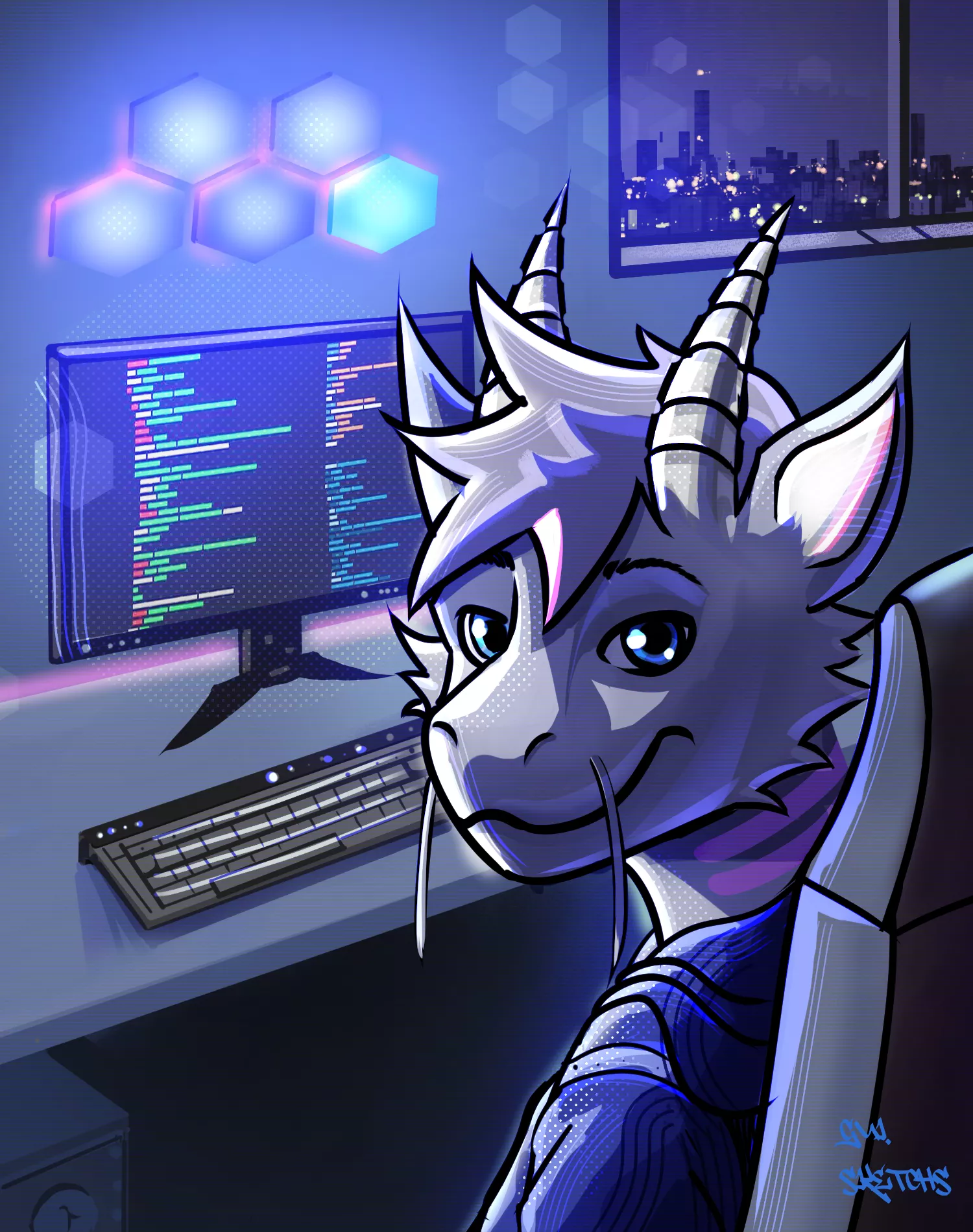 Chilling and Programming ! Comm Finished (Art By Me) posted by gui_sketchs