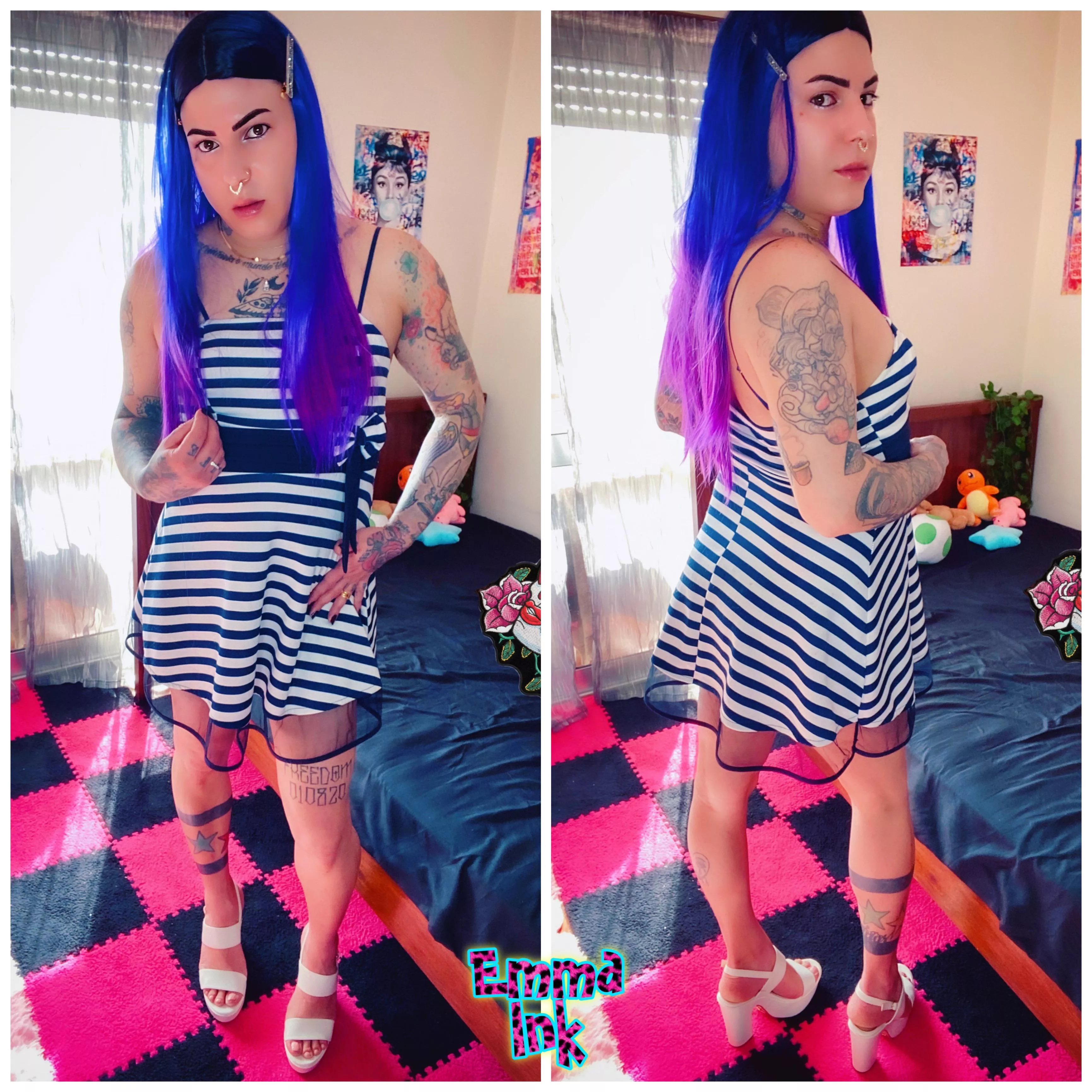 Do you like my new dress? 🤍💙 posted by emmaink-trans
