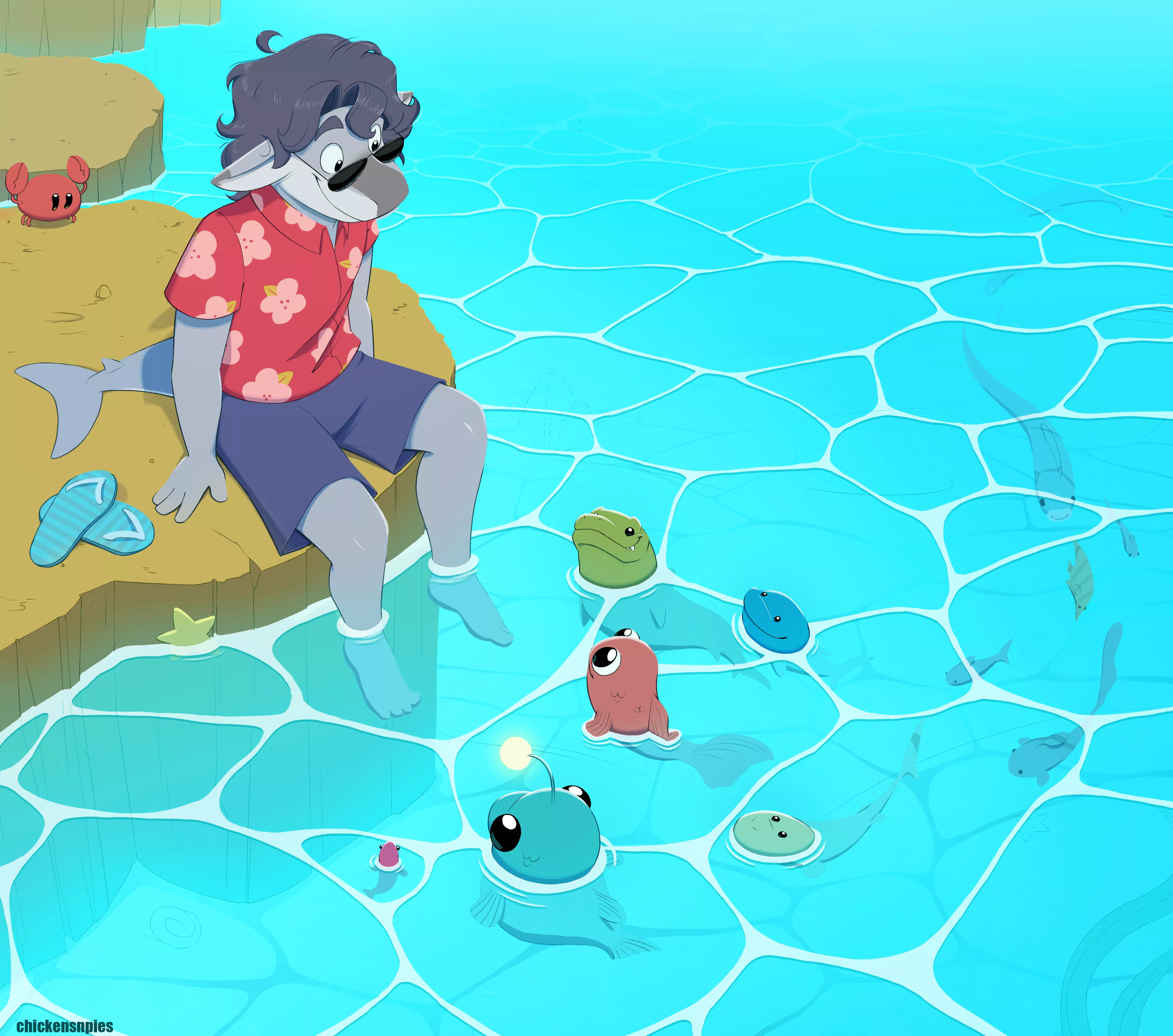 Friends reunion! (art by me, @chickensnpies1 on Twitter) posted by chimigni