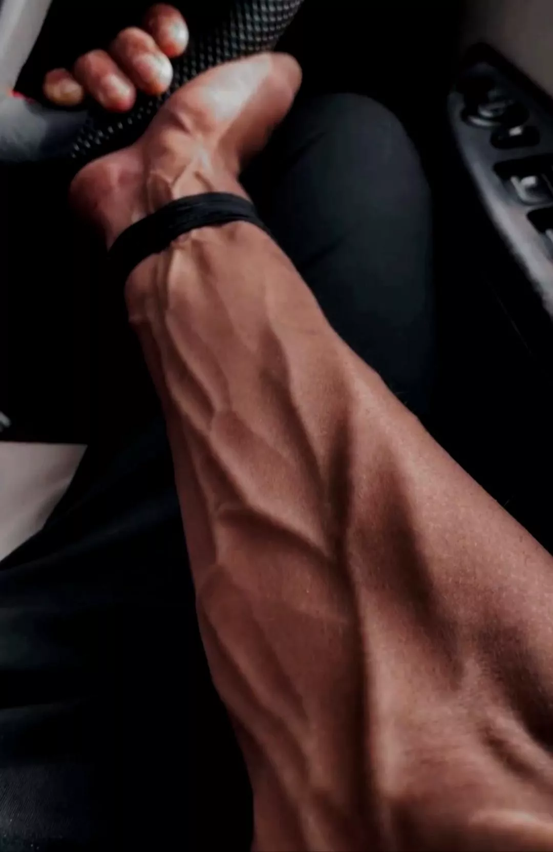 one hand on the wheel, the other gripping your thigh maybe? posted by OmigoshOmi