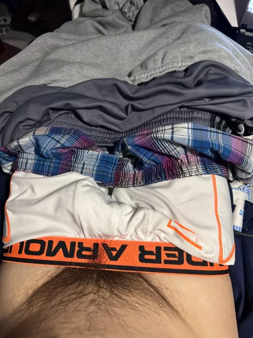 Triple sag. Found pair of XL hanes boxers and gray baggy adidas bball shorts in the locker at my gym by coinpusherking8888