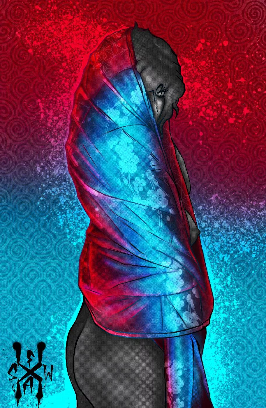 Dark and radiant in reds and blues by FUBARART (dawn by me) posted by Money_Ad_6840