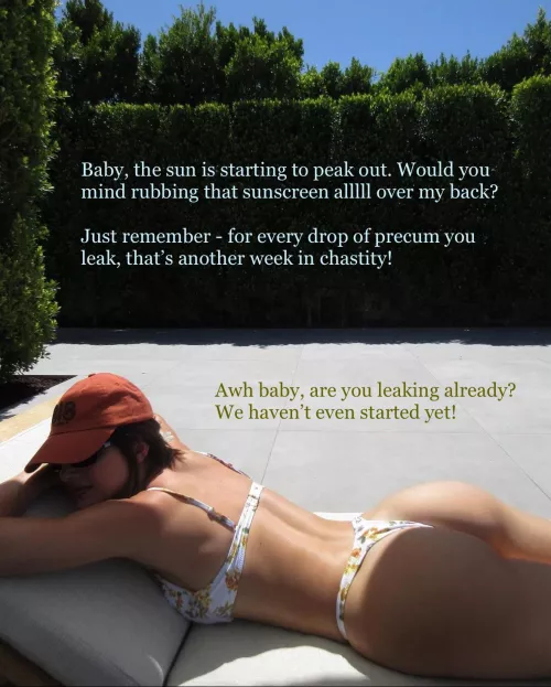 For every drop of precum you leak, that’s another week in chastity! by captionpatreon