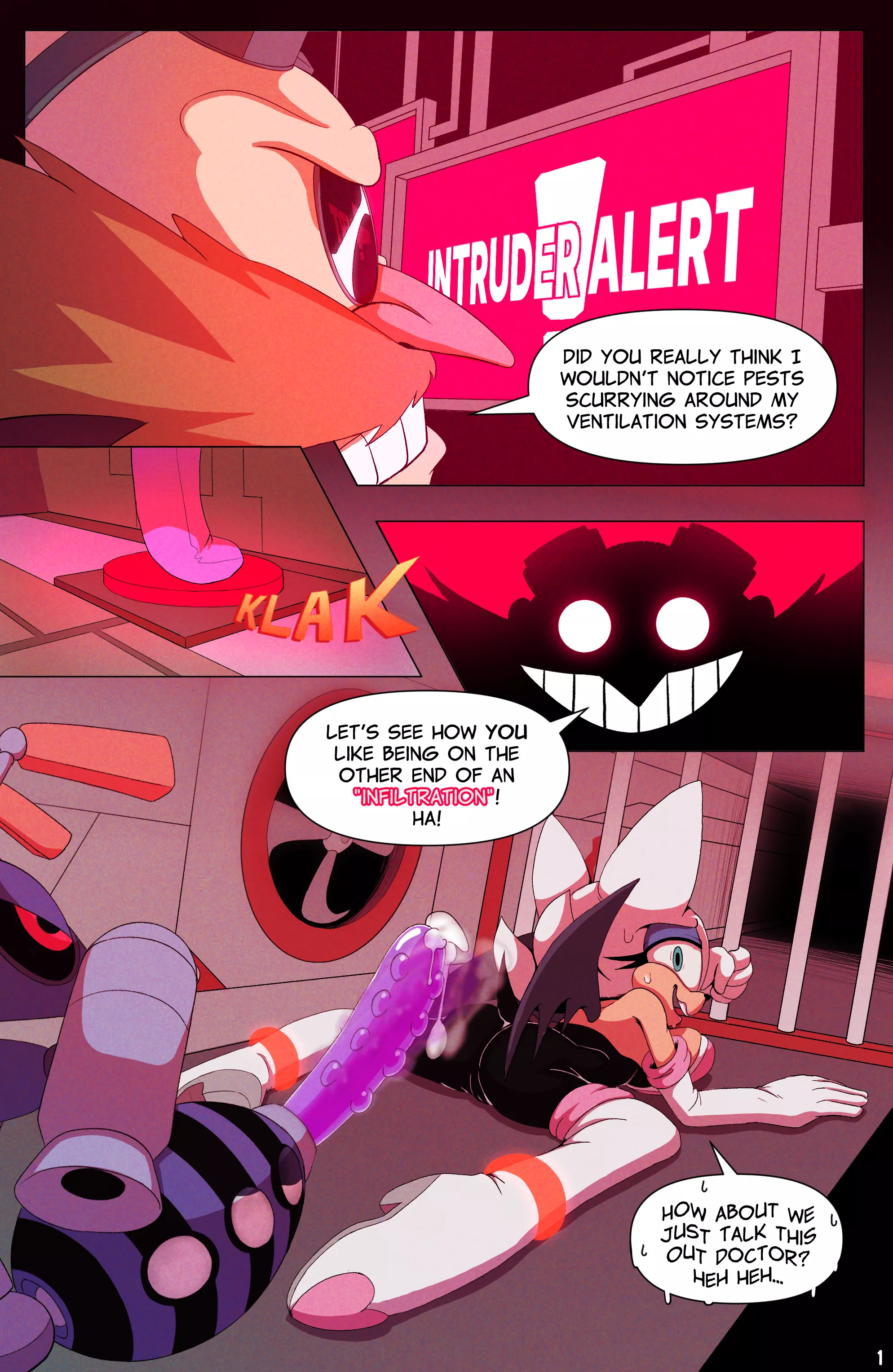 How nice of Rouge to help Eggman with his latest badnick creation (Artist:34Frames) posted by White-Whiskey