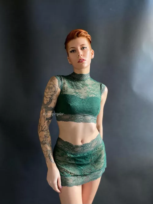 I love red hair and green lingerie together by ruby-ryder