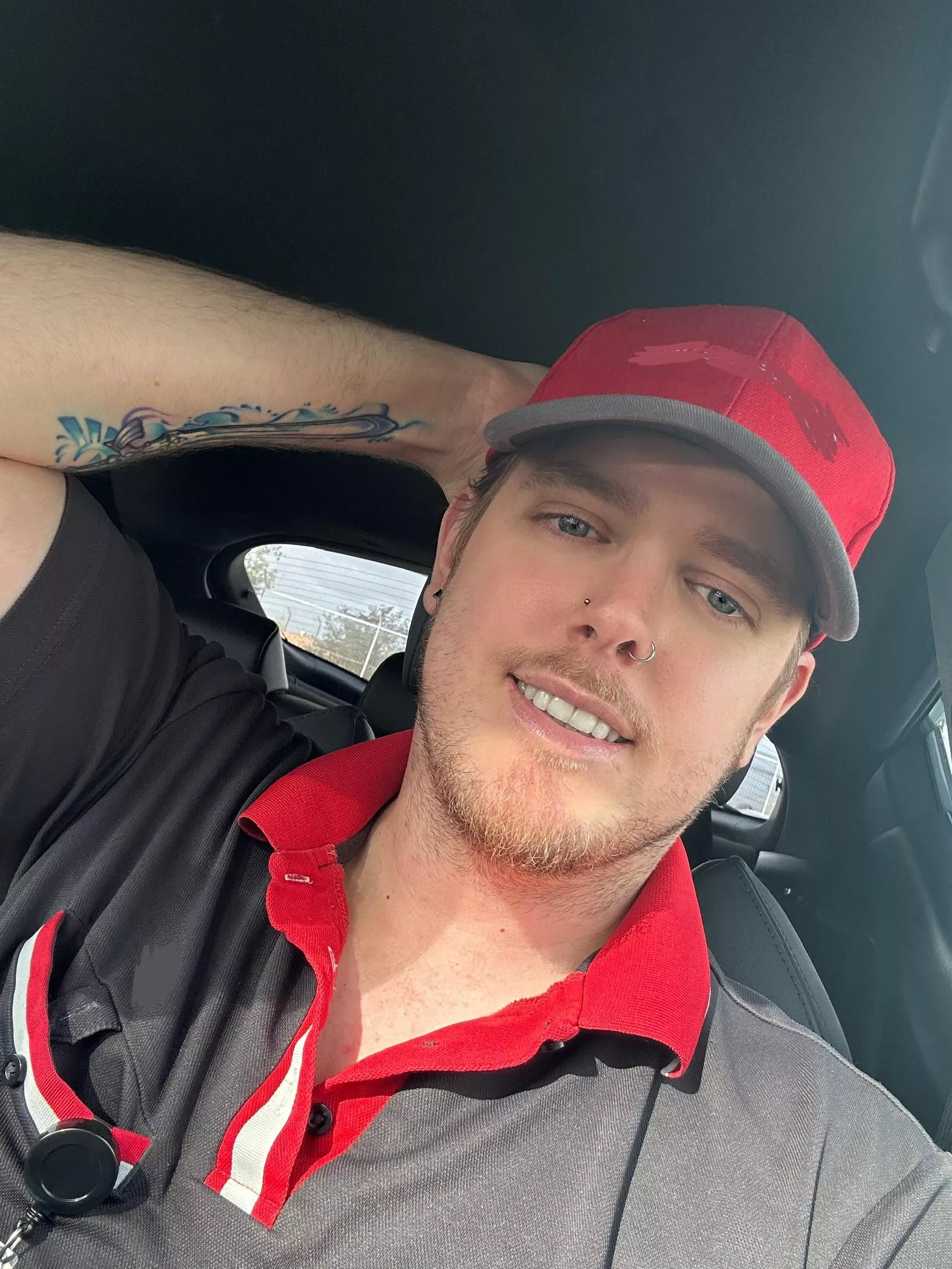 Pretending to be happy about being at work posted by SteviiBoiii