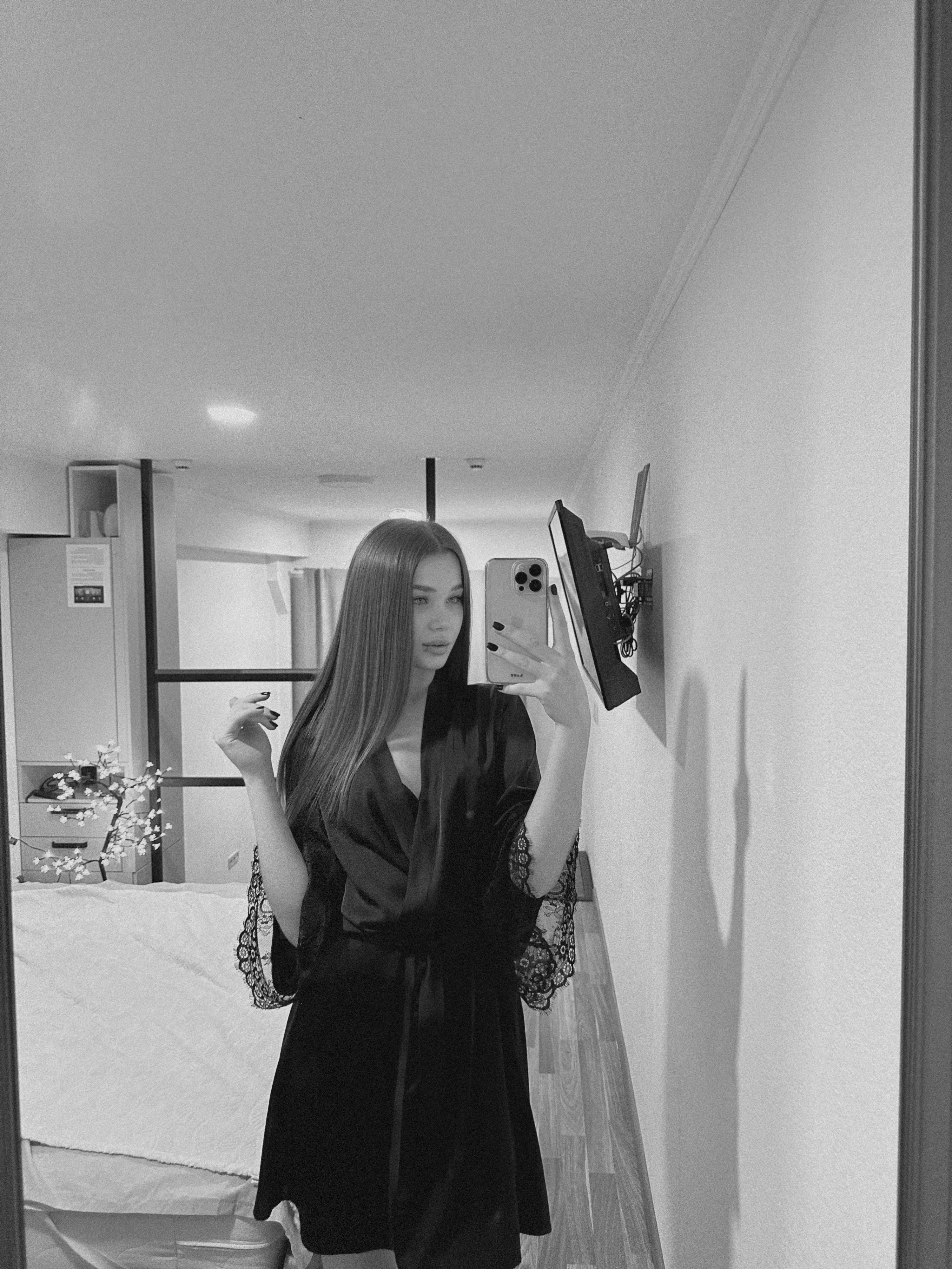 black white selfie posted by Valentina-Marie