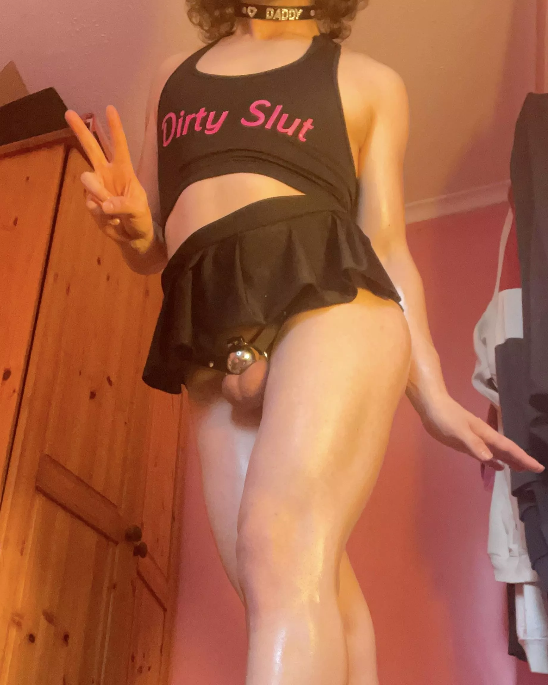 Can I be your sissy sister? We can wear matching cages and dress up slutty! posted by rainbow-femboy