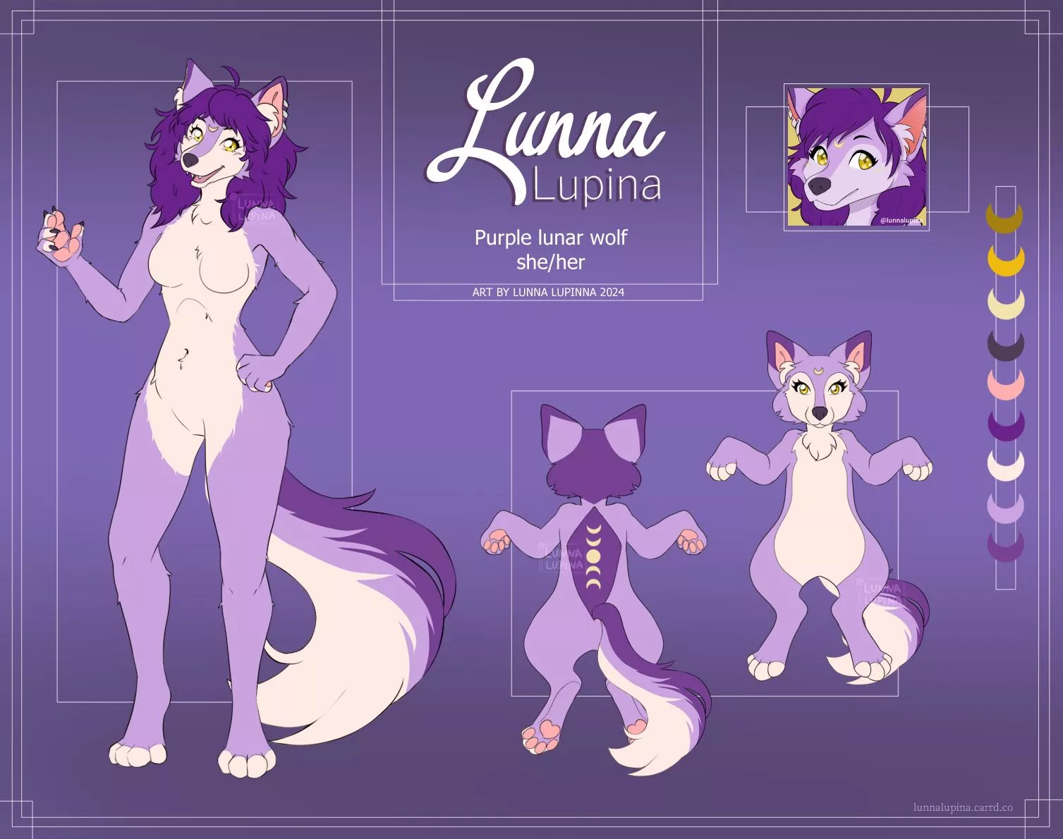 Finally I did a RefSheet of my fursona! What did you think? Art by me (Comms OPEN! More information in the comments below) posted by lunnalupina