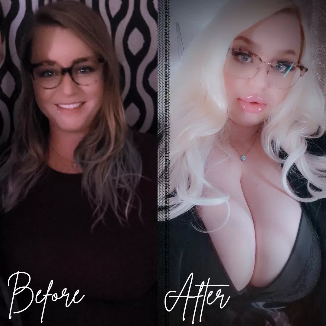 From right before starting my bimbofication to now, about 3.5yrs between. 🩷💉 posted by KinkyKitaDoll