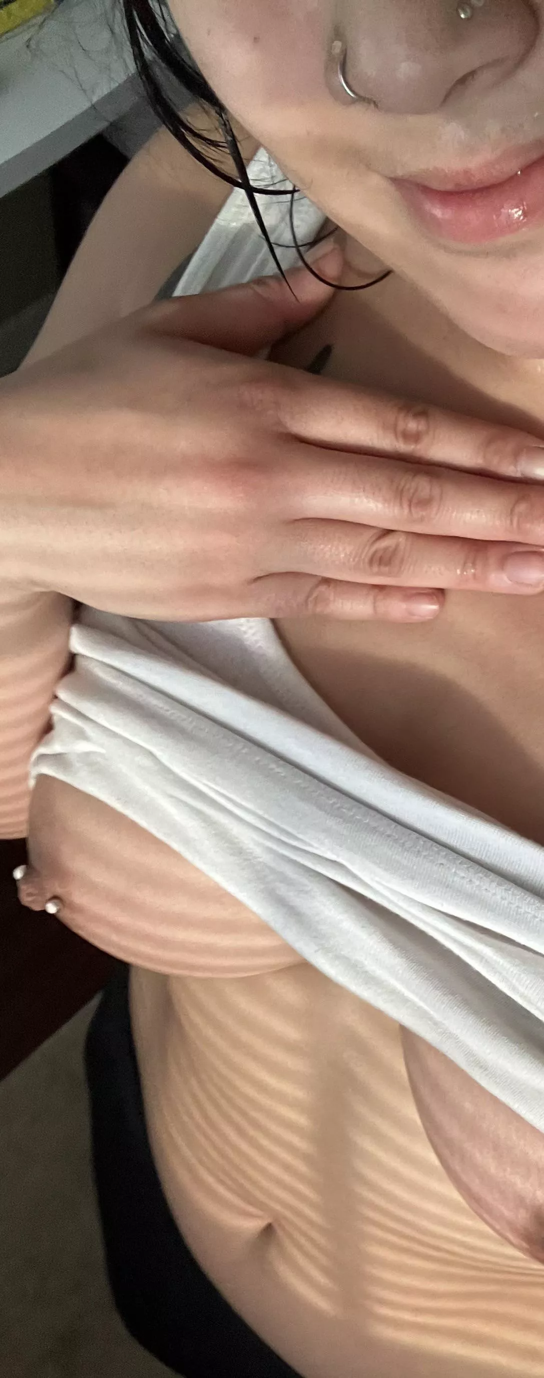 Hope you like the view of my pierced tit here;) posted by knowfacehaze