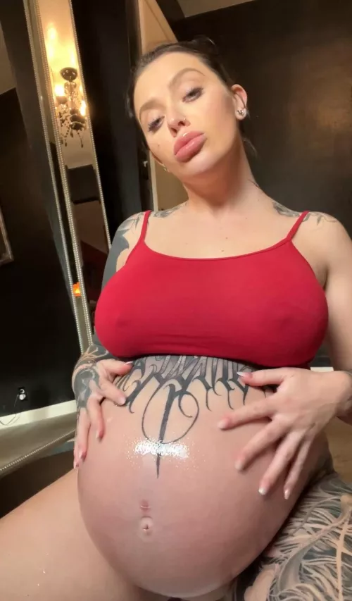 Is my 9 month belly too big to ride your face?? Be honest. by raginpigletxx