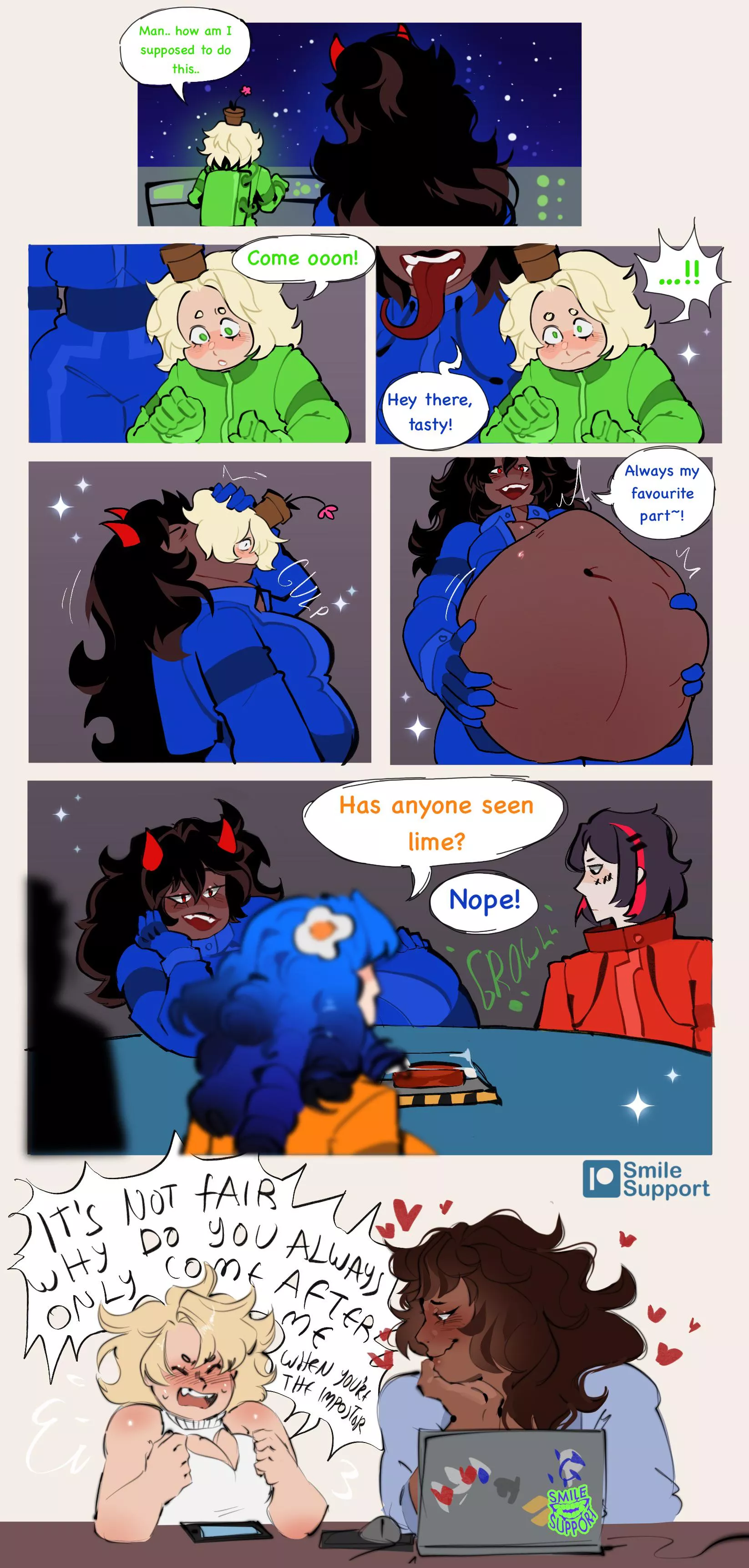 {comic} Eaten by the impostor [F/F] [Unwilling] [Digestion] art by me/SmileSupport posted by SmileSupport_Vore