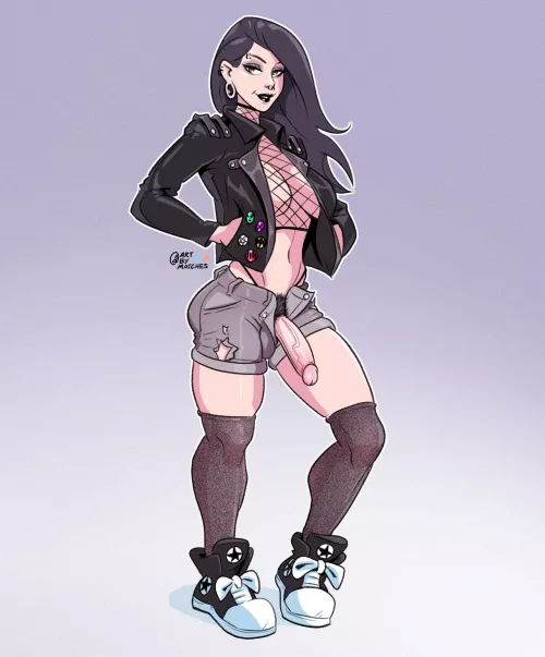 Goth punk in leather jacket drawn by me by RPGeewillikers