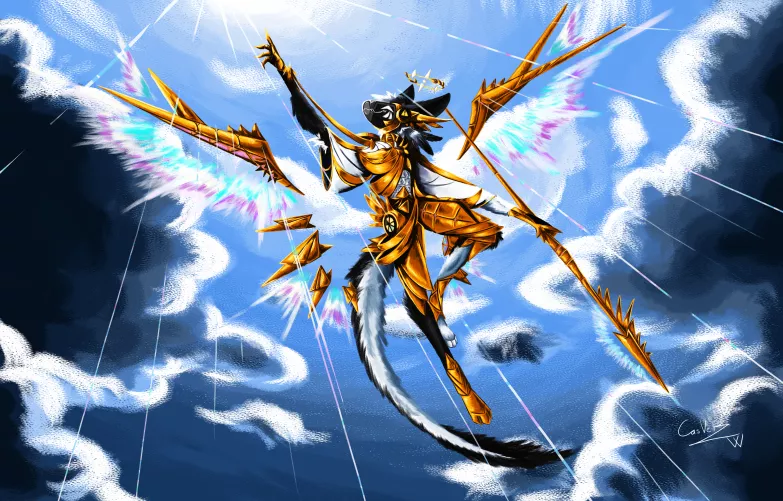 I tried to make a protogen covered in gold by Casver_W