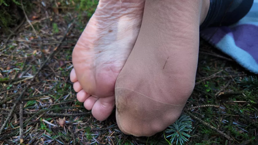 Nylon and bare feet in the forest by Daintyfootjobs
