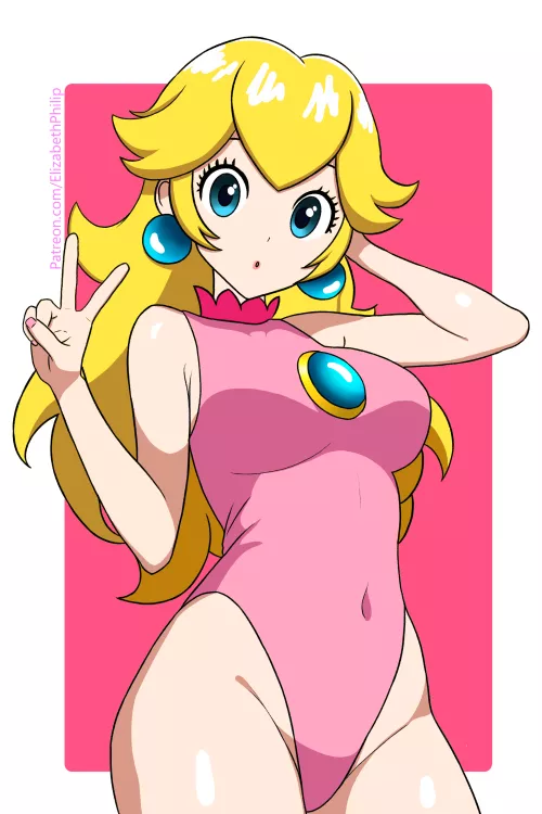 One Piece Swimsuit Peach (ElizabethPhilip0501) by Unfair-Fun-1146