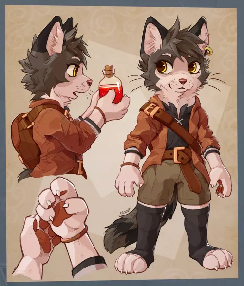 Peas the cat 😺⚔️ (art by me) by fitswolf