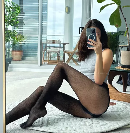 Black pantyhose and a grey top is a mean combination 😈 by Stretchy_Kitten