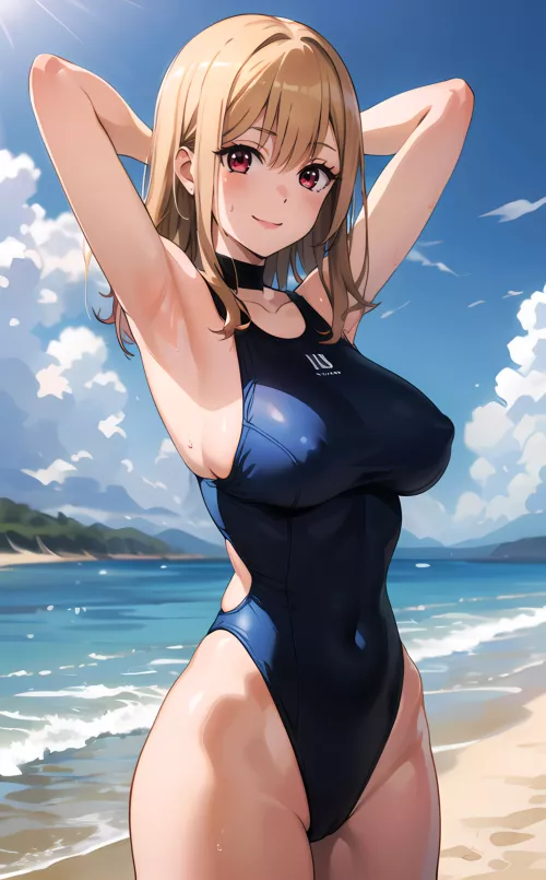 Marin Kitagawa enjoying the beach (My Dress-Up Darling) by Fabyon765