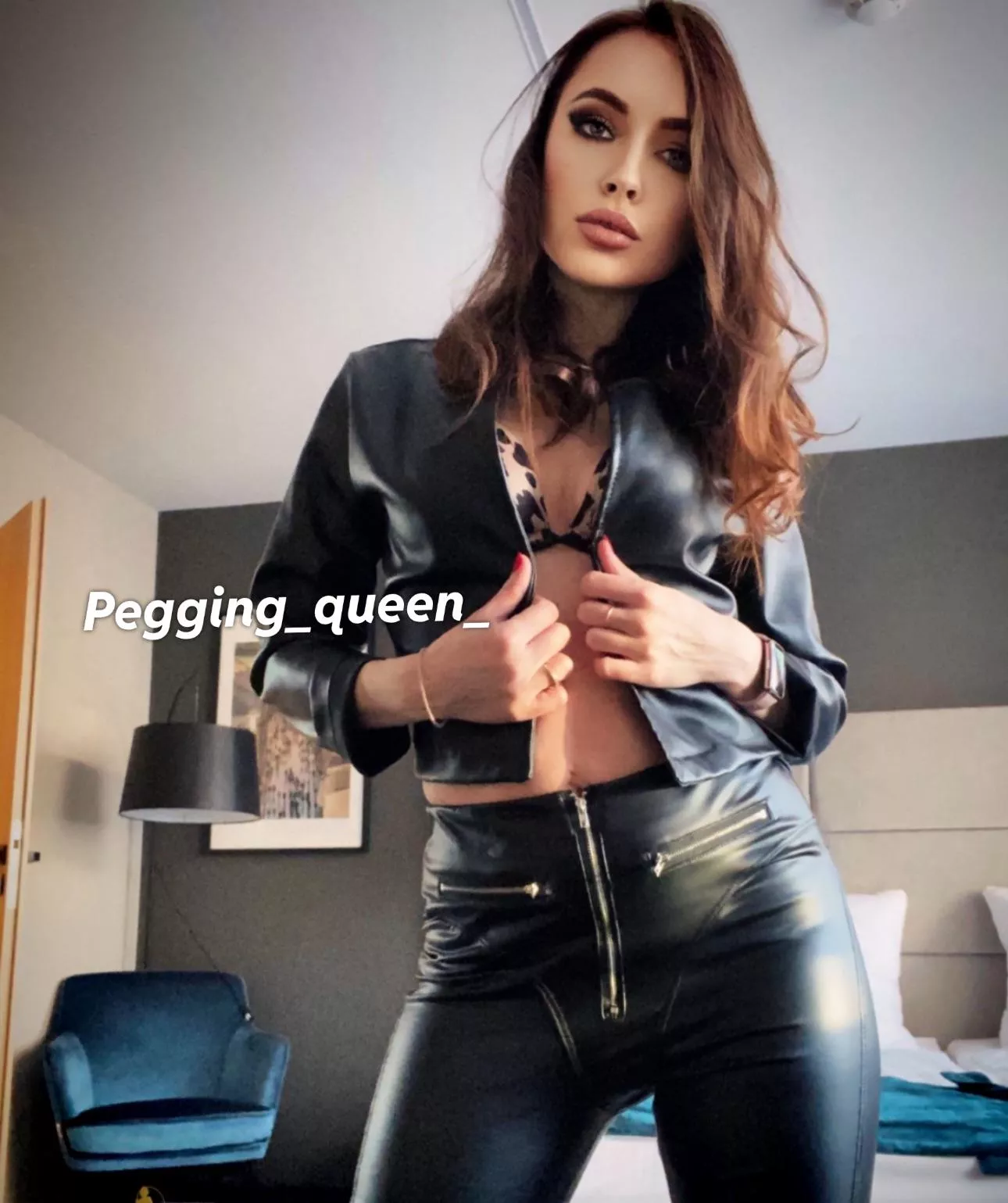 Perfect in black leather 🖤 posted by pegging_queen_