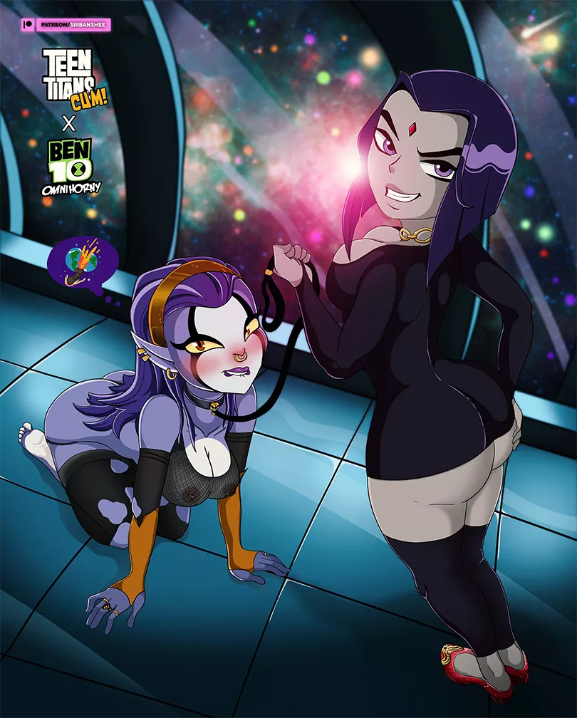 Raven with her slave (SirBanshee) posted by Sir_Banshee