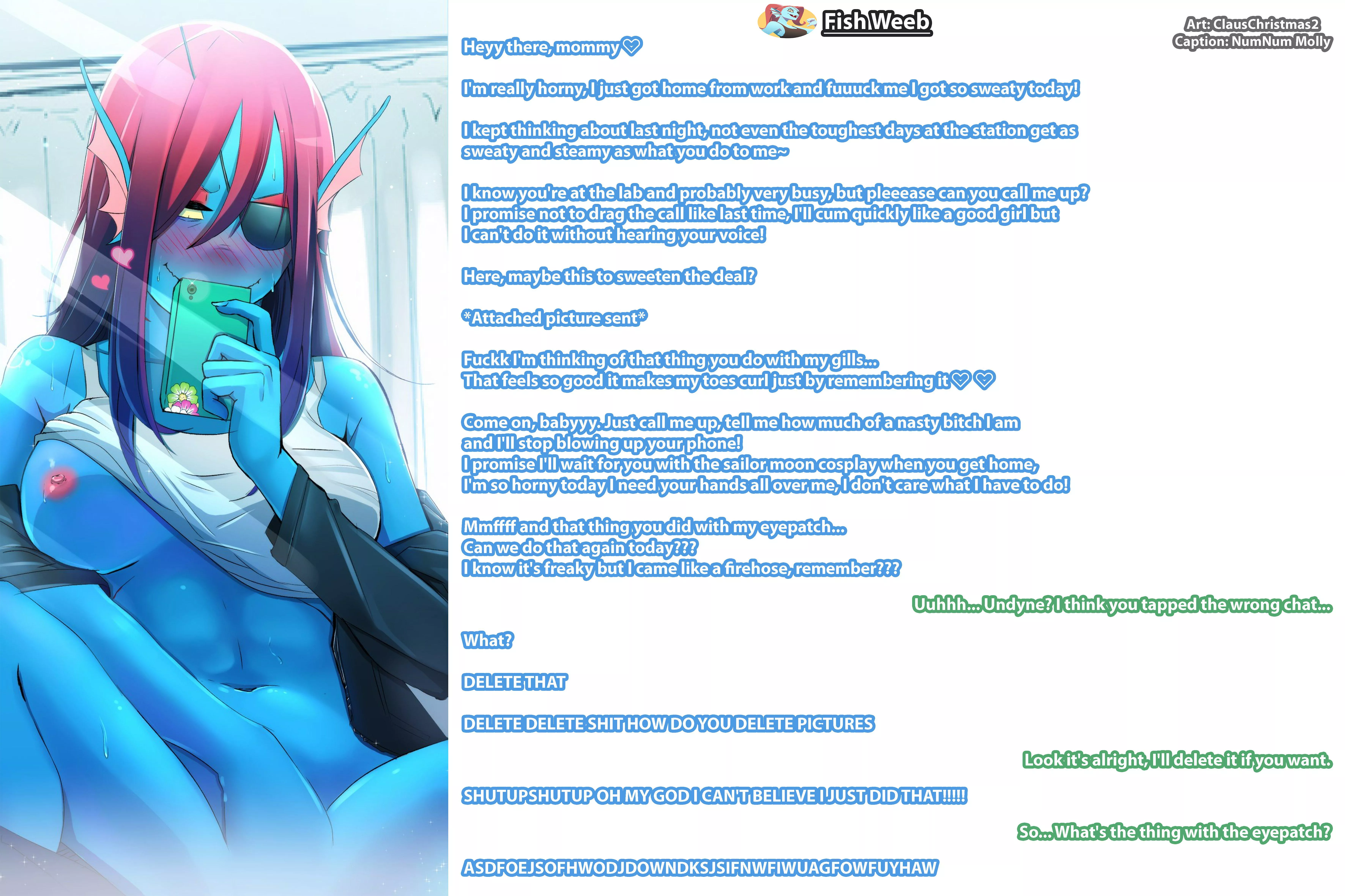 Undyne's Dirty Texting Fumble [Undertale][Sexting][Dirty Talk][Wrong Number][Needy][Surprisingly Bottom][Artist: ClausChristmas2] posted by Sombraros