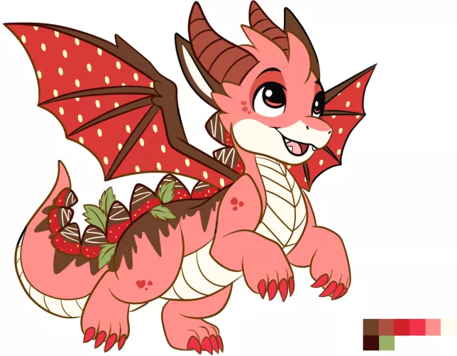 Chocolate Dipped Strawberry Dragon - Adoptable (Art & Design by Me!) by Glittering-Amount-68