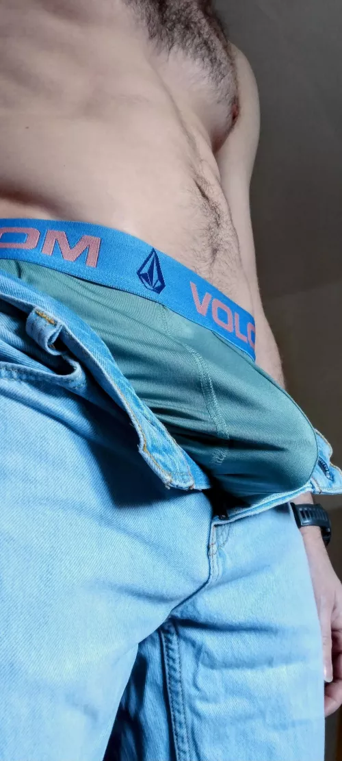 Desperate to get out of these tight jeans by Chickedy_Split