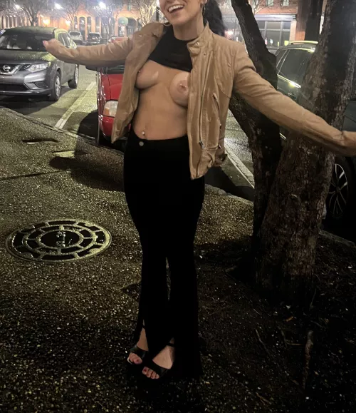 Who’s brave enough to come suck on my titties out here on the street? ;) by OhMyMiaMoore