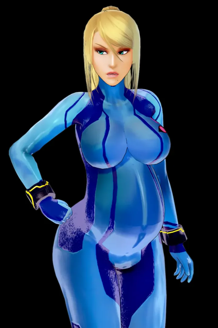 A heavily pregnant Samus glares at her alien captors who forcibly bred her. by ClaudiaLevantine
