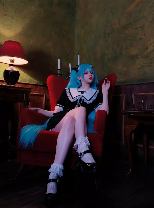 Hatsune Miku playing chess, cosplay by me❤️ by Lenivayaaya