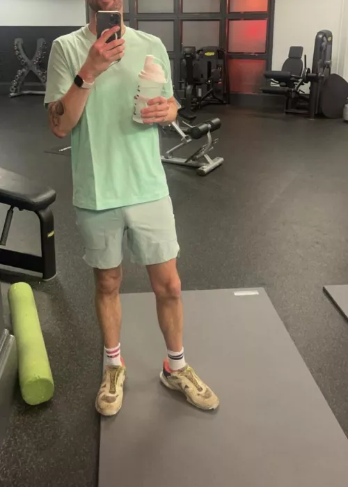 I just looked in the gym mirror. I didn’t realise! I hope I don’t get hard 🤪🤭 by londonboyyy90