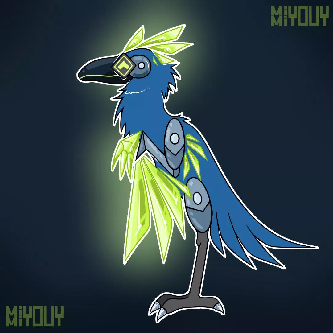 Protogen bird i drew for a art trade. posted by mimiyouy