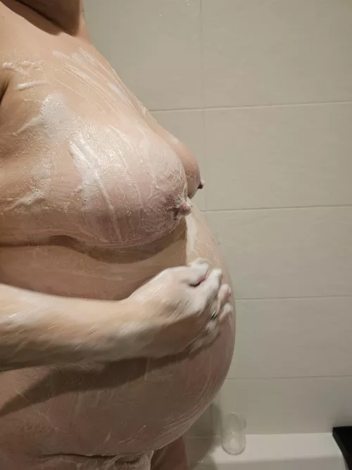 soapy and pregnant. who wants to rinse me off? by Brave-Craft7394
