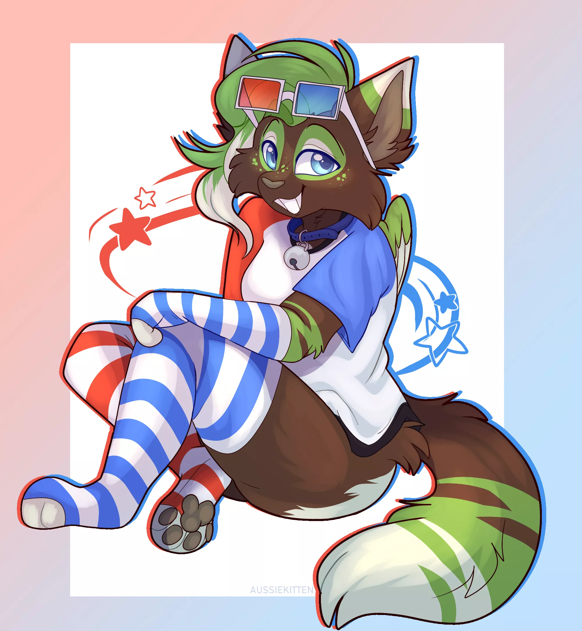 3D cat! 🐱❤️💙 (tried something new, what do yall think? 👉👈) posted by Aussie_Kitten_