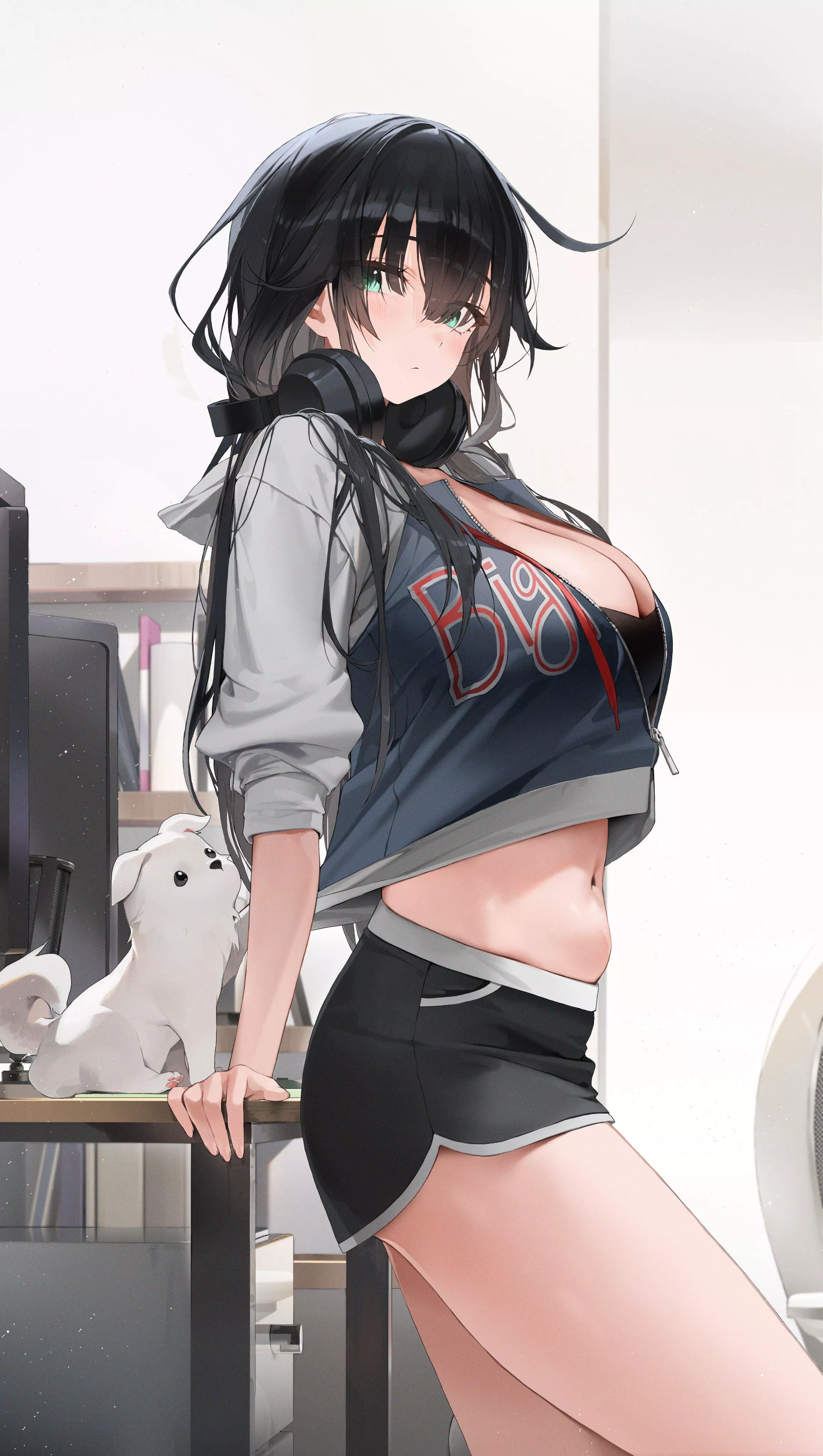Dog pulling her Jacket [Artist's Original] posted by CheetahSperm18