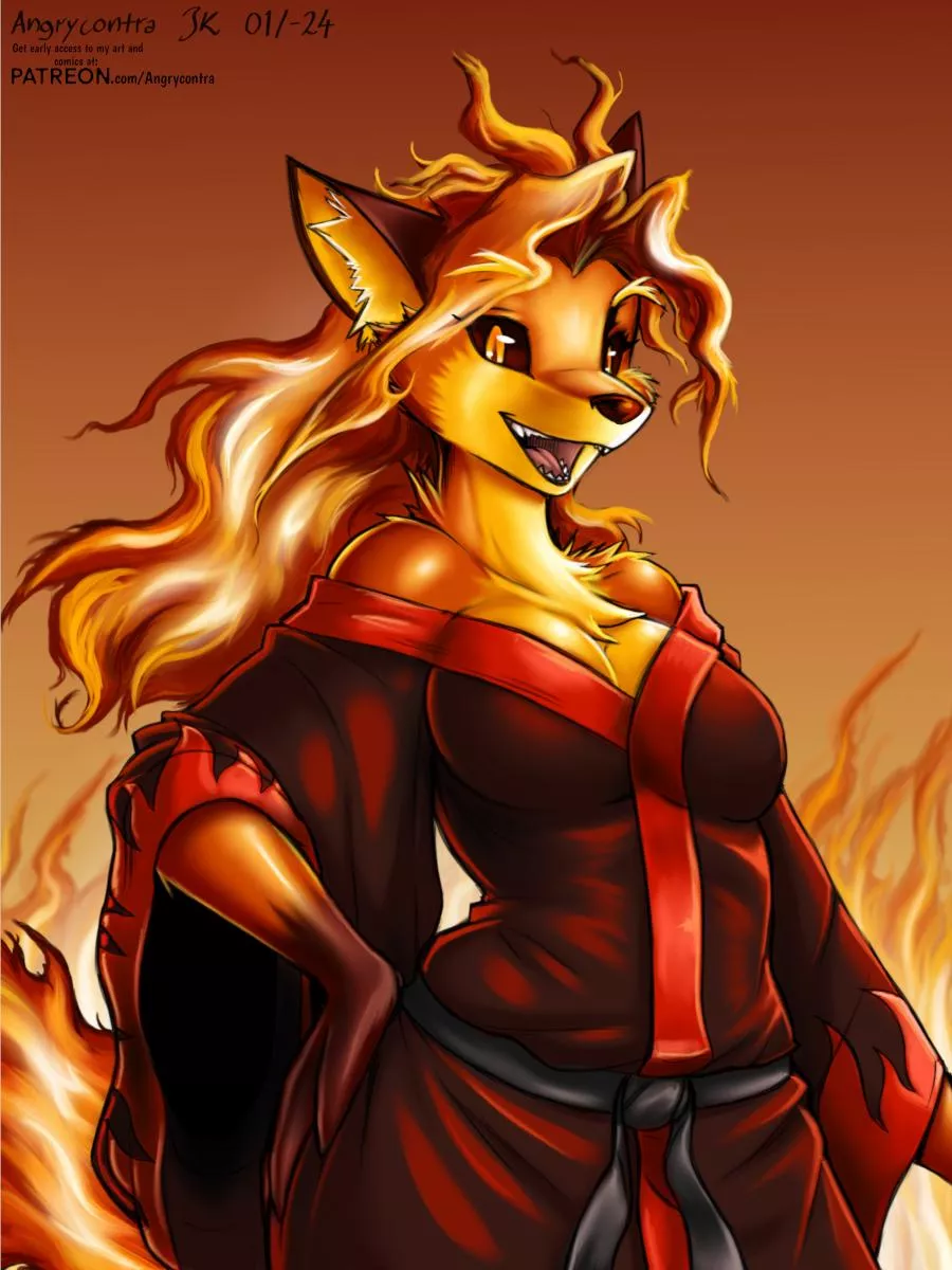 Fiery fire fox (art by me) posted by Angrycontra
