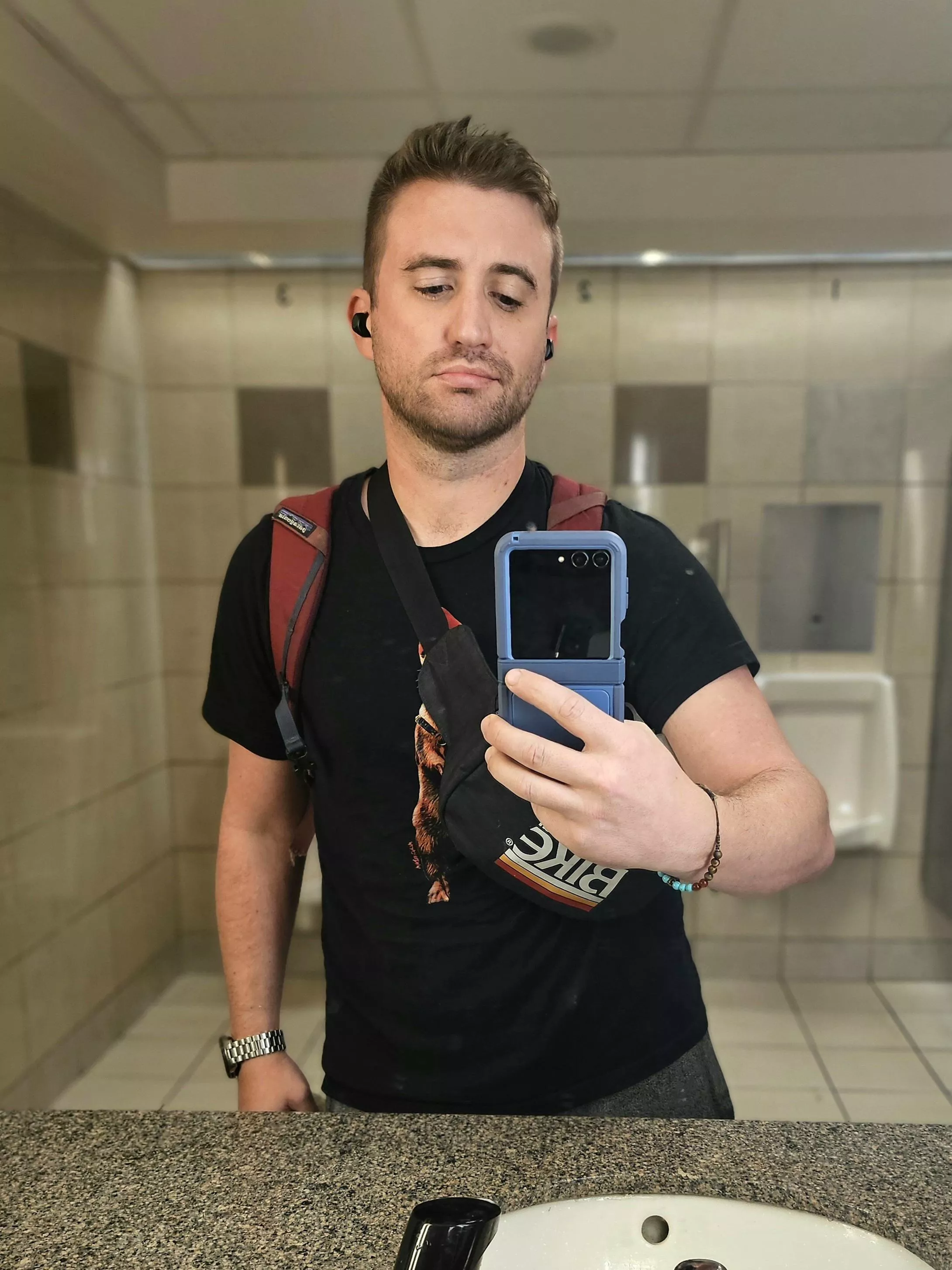 Idk why, but I always take selfies in airport bathrooms ✈️ posted by BryanCrayonston