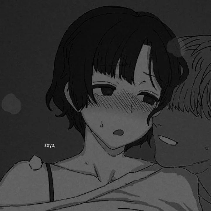 Lf mono source: short hair, black hair, blush, 1girl, 1boy, open mouth, teeth, brown hair, bra, shirt, 