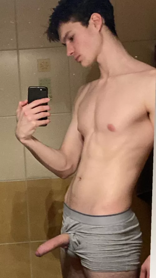 At the college bathroom, (the others were at the class) 😝 by TommieSwanson3