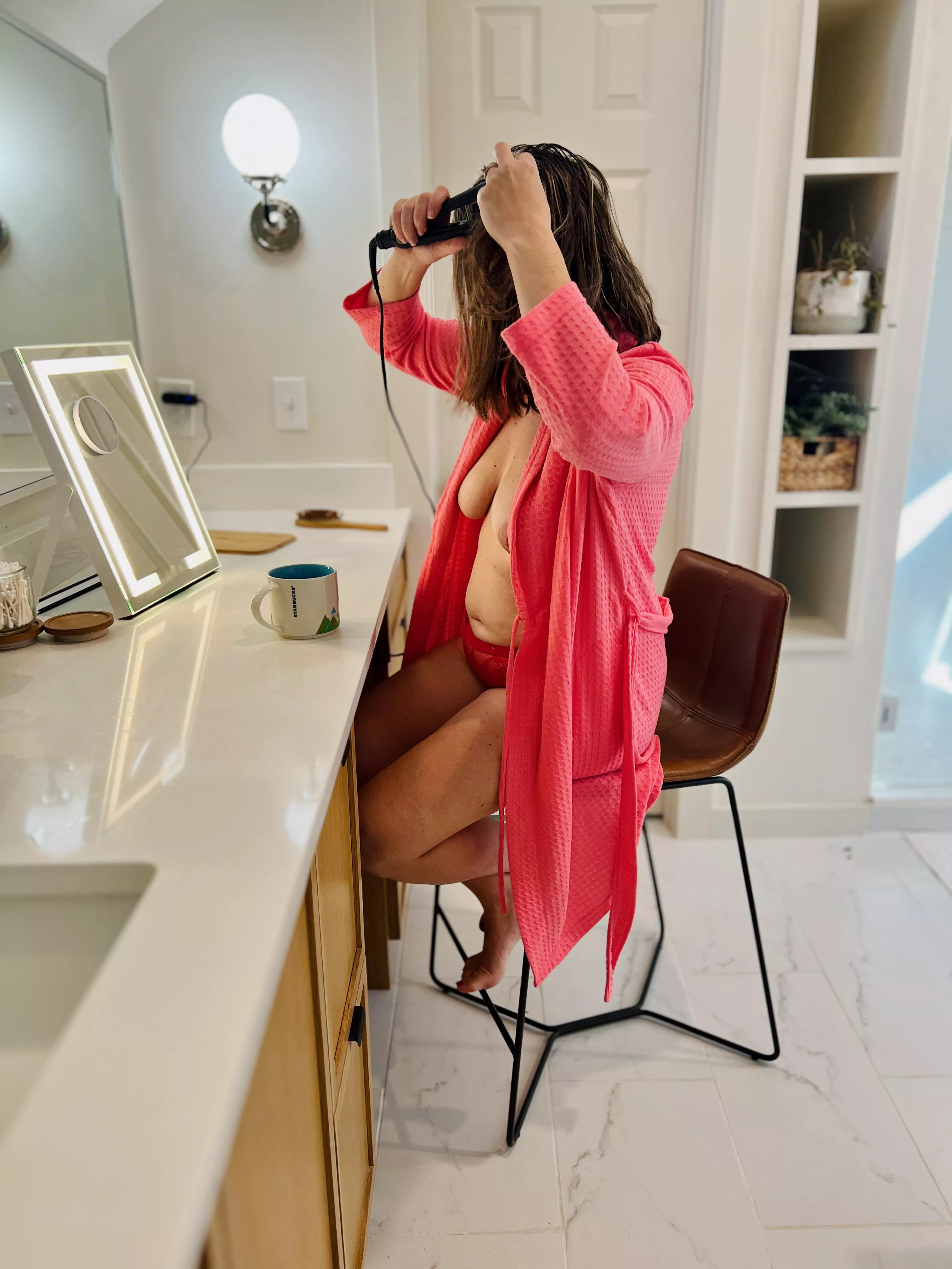 Coffee, a robe, and a mom. Good start to V Day [F43] posted by ChubbyYogaMom