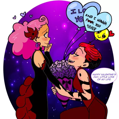 [Original] Oh gosh Ruby! Even as a whole wife to Rosa, she still has absolutely ZERO chill 🤣 But they both do be cleaning up VERY nice though 👀 This came out so CUTE! 🥹 And hilarious too because clearly Ruby clearly gets her wife in a way that n by OneLayerGirl